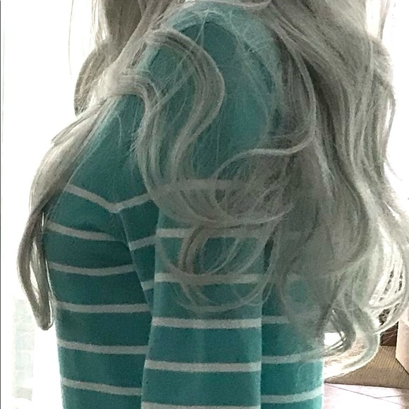 SALE! STS SAIL to SABLE Classic Aqua Striped Stretch Knit DRESS Medium - Picture 2 of 9